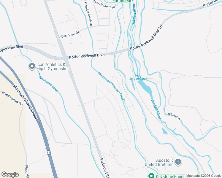 map of restaurants, bars, coffee shops, grocery stores, and more near 16131 South Camp Williams Road in Bluffdale