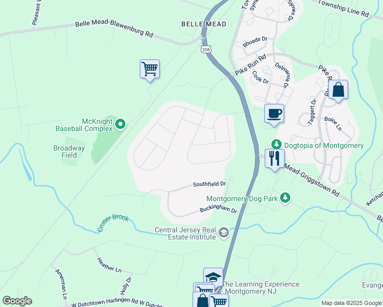 map of restaurants, bars, coffee shops, grocery stores, and more near 75 Scarborough Road in Montgomery