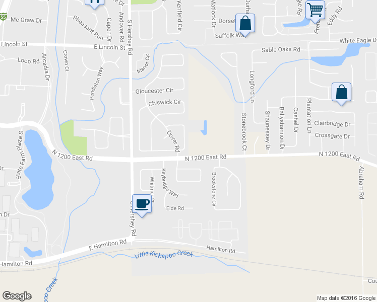 map of restaurants, bars, coffee shops, grocery stores, and more near 30 Downing Circle in Bloomington