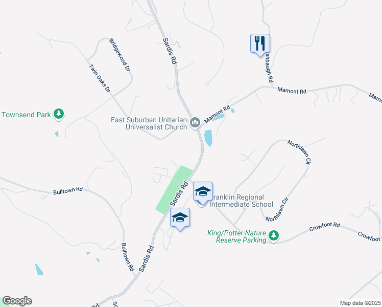 map of restaurants, bars, coffee shops, grocery stores, and more near 4300 Sardis Road in Murrysville