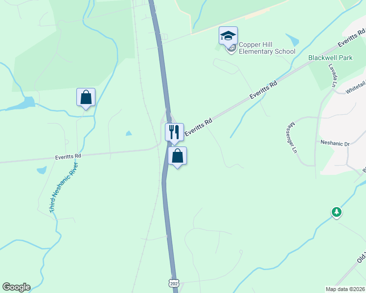 map of restaurants, bars, coffee shops, grocery stores, and more near 111 Everitts Road in Hunterdon County