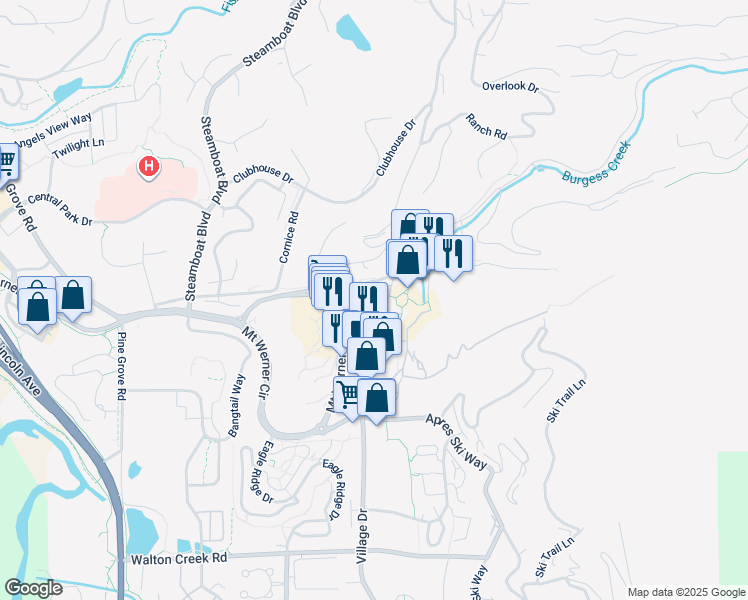 map of restaurants, bars, coffee shops, grocery stores, and more near 1805 Ski Time Square Drive in Steamboat Springs
