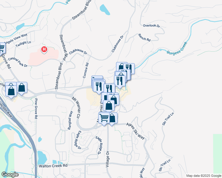 map of restaurants, bars, coffee shops, grocery stores, and more near 1805 Ski Time Square Drive in Steamboat Springs