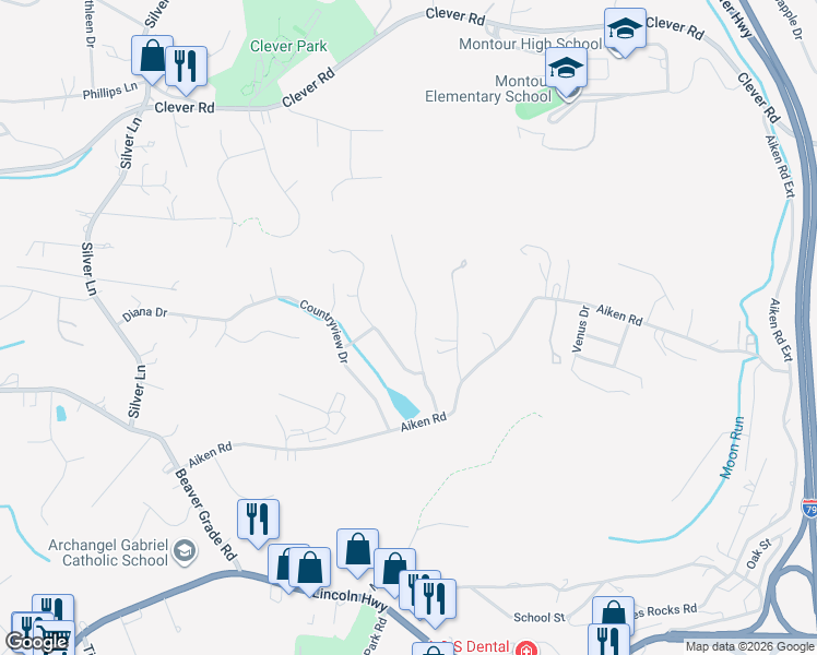 map of restaurants, bars, coffee shops, grocery stores, and more near 113 Lakeview Drive in McKees Rocks