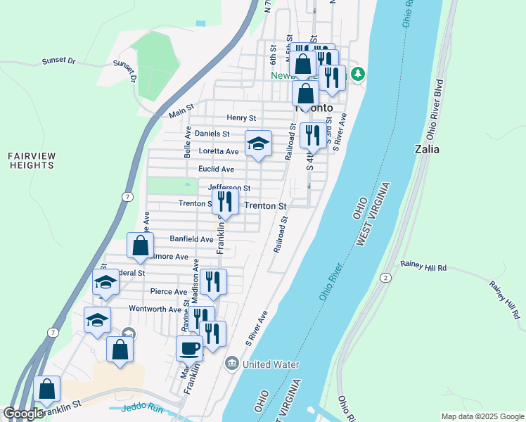 map of restaurants, bars, coffee shops, grocery stores, and more near 517 Trenton Street in Toronto