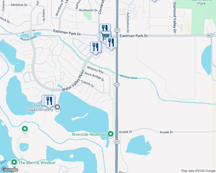 map of restaurants, bars, coffee shops, grocery stores, and more near 345 Whitney Bay in Windsor