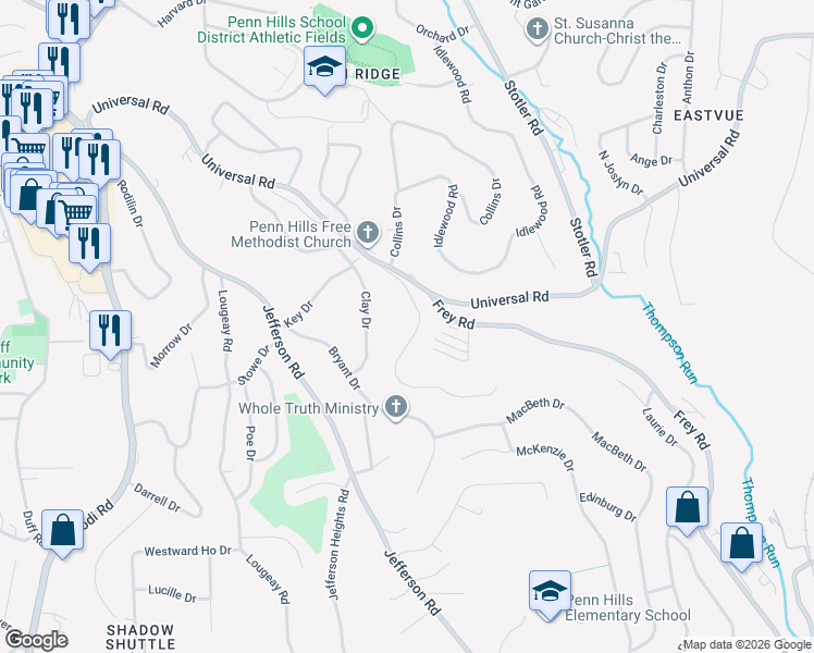 map of restaurants, bars, coffee shops, grocery stores, and more near 222 Hazel Rd in Pittsburgh