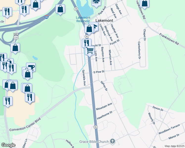 map of restaurants, bars, coffee shops, grocery stores, and more near 100-298 South Pine Street in Altoona