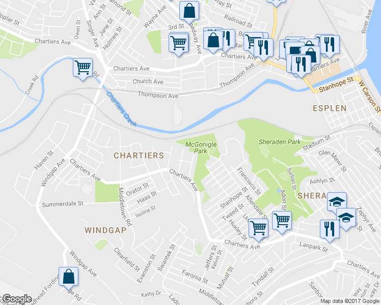 map of restaurants, bars, coffee shops, grocery stores, and more near 1110 Oetting Street in Pittsburgh
