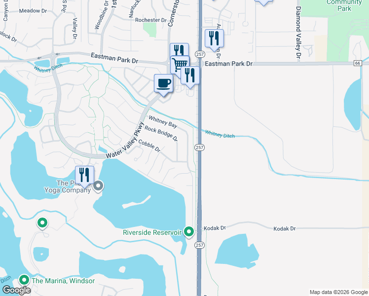 map of restaurants, bars, coffee shops, grocery stores, and more near 345 Whitney Bay in Windsor