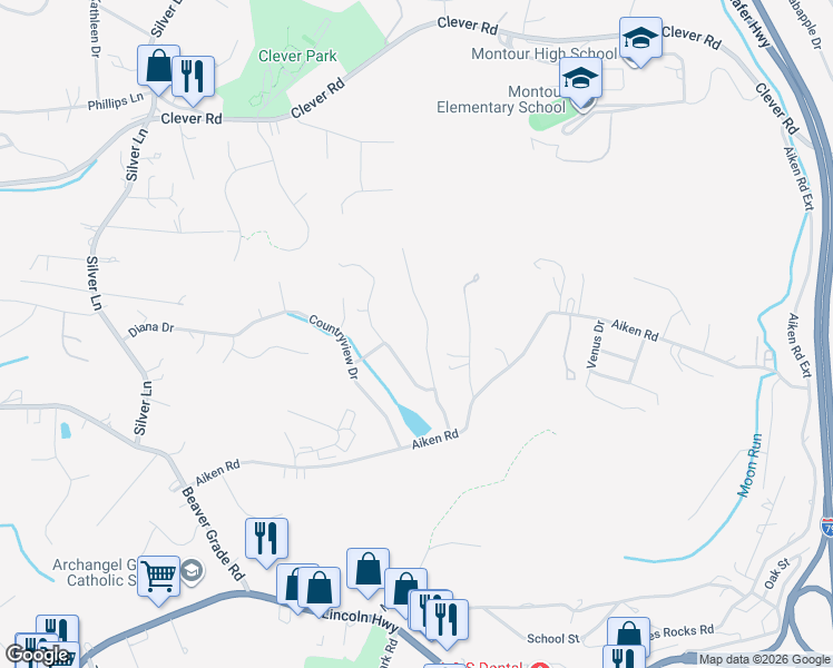map of restaurants, bars, coffee shops, grocery stores, and more near 113 Lakeview Drive in McKees Rocks