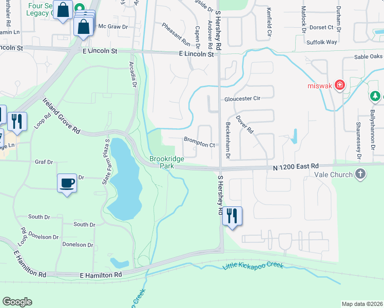 map of restaurants, bars, coffee shops, grocery stores, and more near 12 Barley Circle in Bloomington