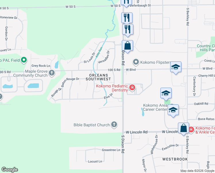 map of restaurants, bars, coffee shops, grocery stores, and more near 2505 Elaine Ct in Kokomo