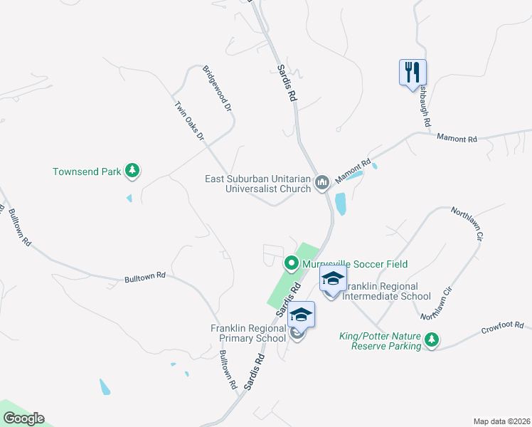 map of restaurants, bars, coffee shops, grocery stores, and more near 4396 Twin Oaks Dr in Murrysville