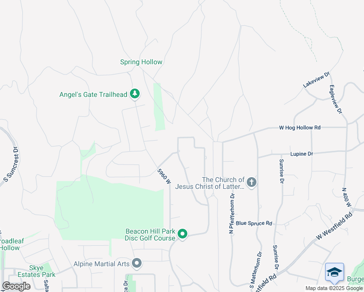 map of restaurants, bars, coffee shops, grocery stores, and more near 12562 Wildflower Lane in Highland
