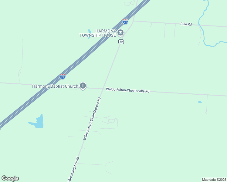map of restaurants, bars, coffee shops, grocery stores, and more near 5220 County Road 25 in Cardington