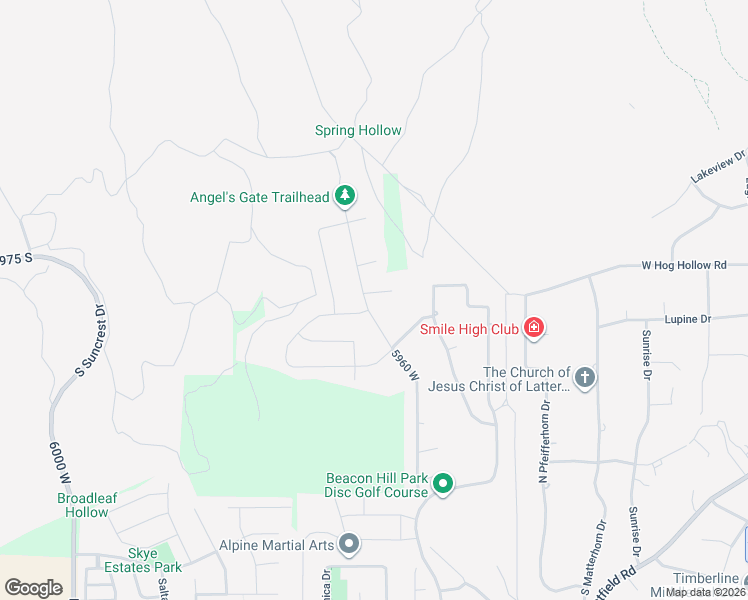 map of restaurants, bars, coffee shops, grocery stores, and more near 12610 Angels Gate West in Highland