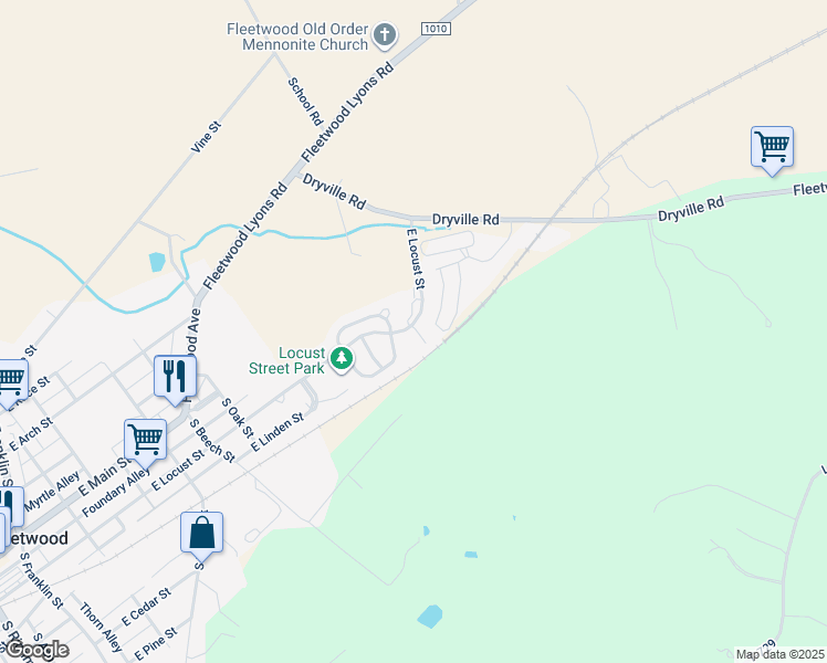 map of restaurants, bars, coffee shops, grocery stores, and more near 18 Cardinal Way in Fleetwood