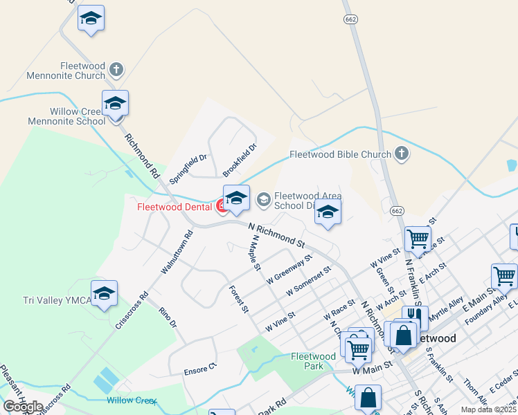 map of restaurants, bars, coffee shops, grocery stores, and more near 803 North Richmond Street in Fleetwood