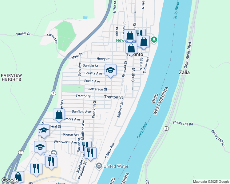 map of restaurants, bars, coffee shops, grocery stores, and more near 517 Trenton Street in Toronto