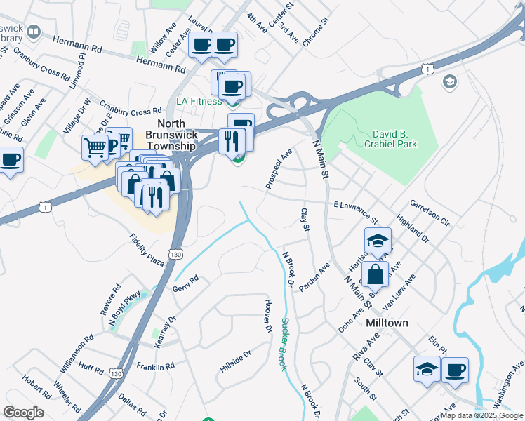 map of restaurants, bars, coffee shops, grocery stores, and more near 814 Prospect Avenue in Milltown