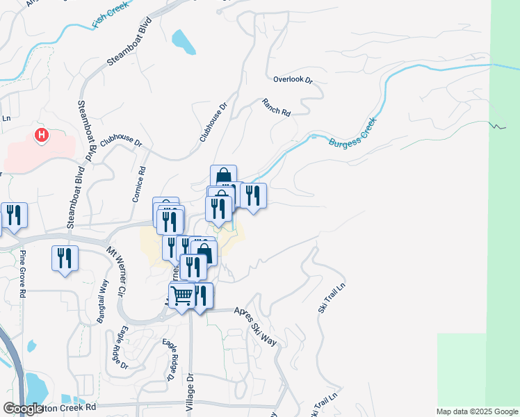 map of restaurants, bars, coffee shops, grocery stores, and more near 2000 Ski Time Square Drive in Steamboat Springs