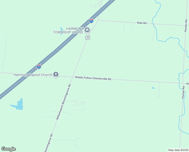 map of restaurants, bars, coffee shops, grocery stores, and more near 5260 County Road 25 in Cardington