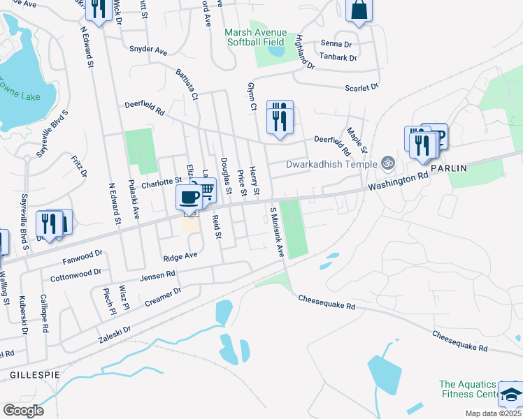 map of restaurants, bars, coffee shops, grocery stores, and more near 4 Steiner Court in Sayreville