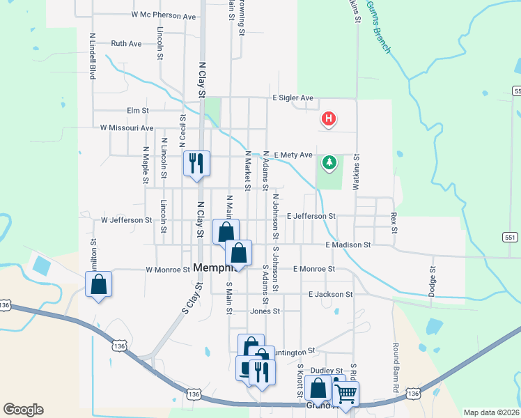 map of restaurants, bars, coffee shops, grocery stores, and more near 228 North Market Street in Memphis