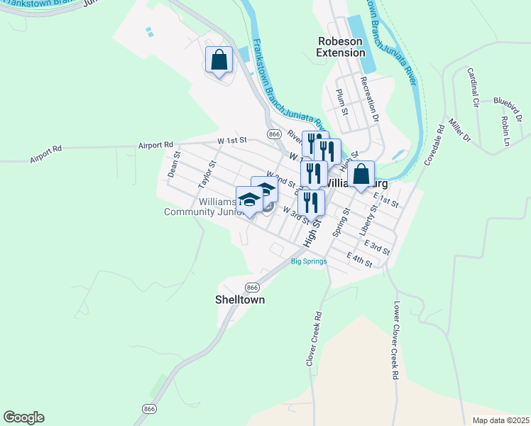 map of restaurants, bars, coffee shops, grocery stores, and more near 515 West 3rd Street in Williamsburg