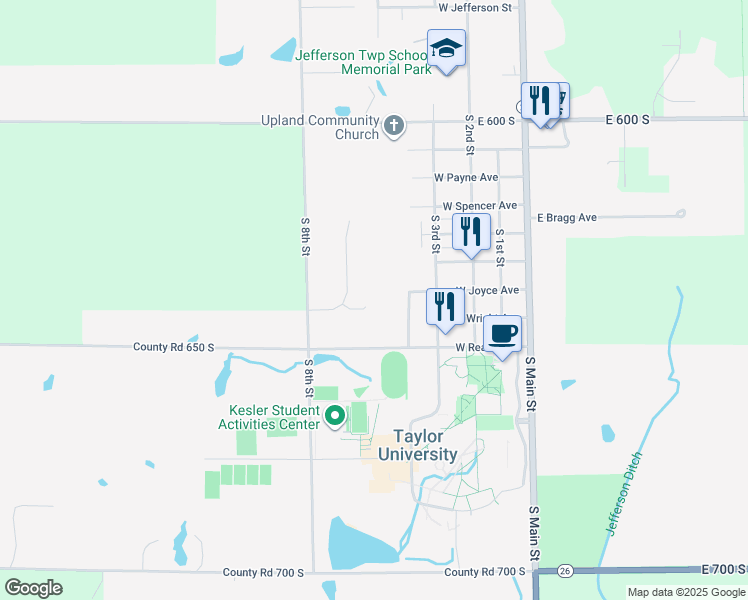 map of restaurants, bars, coffee shops, grocery stores, and more near 540 Warkentin Court in Upland