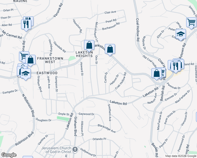 map of restaurants, bars, coffee shops, grocery stores, and more near 308 Orin Street in Pittsburgh