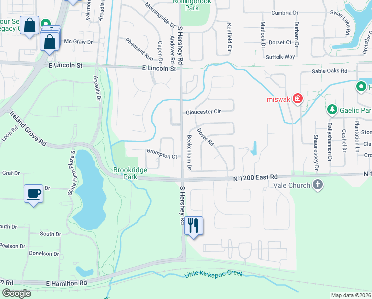 map of restaurants, bars, coffee shops, grocery stores, and more near 1515 Beckenham Drive in Bloomington