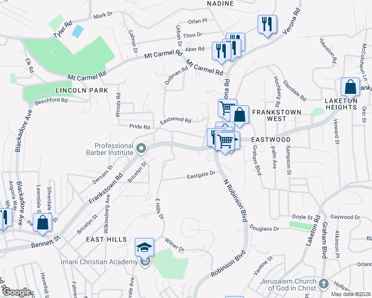 map of restaurants, bars, coffee shops, grocery stores, and more near 8916 Pennsylvania 380 in Allegheny County
