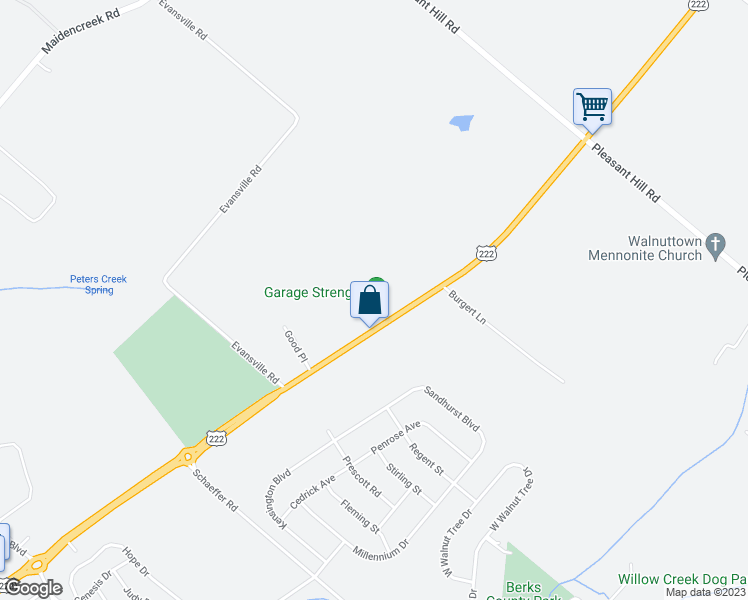 map of restaurants, bars, coffee shops, grocery stores, and more near 8832 Allentown Pike in Fleetwood