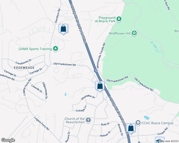 map of restaurants, bars, coffee shops, grocery stores, and more near 542 Old Frankstown Road in Monroeville