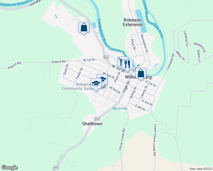 map of restaurants, bars, coffee shops, grocery stores, and more near 515 West 3rd Street in Williamsburg