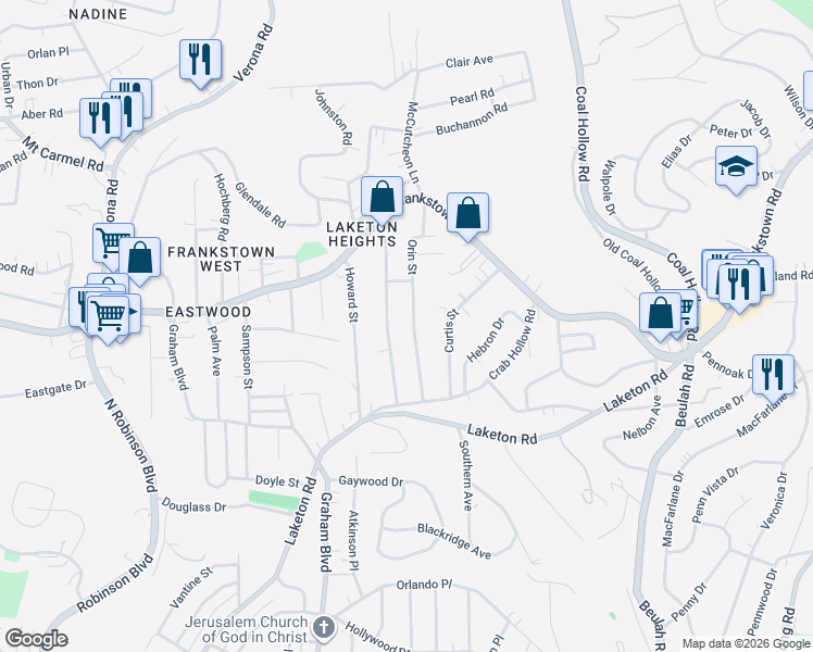 map of restaurants, bars, coffee shops, grocery stores, and more near 308 Orin St in Pittsburgh