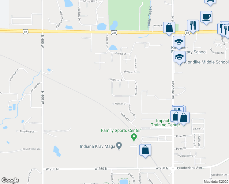 map of restaurants, bars, coffee shops, grocery stores, and more near 2778 Morallion Drive in West Lafayette
