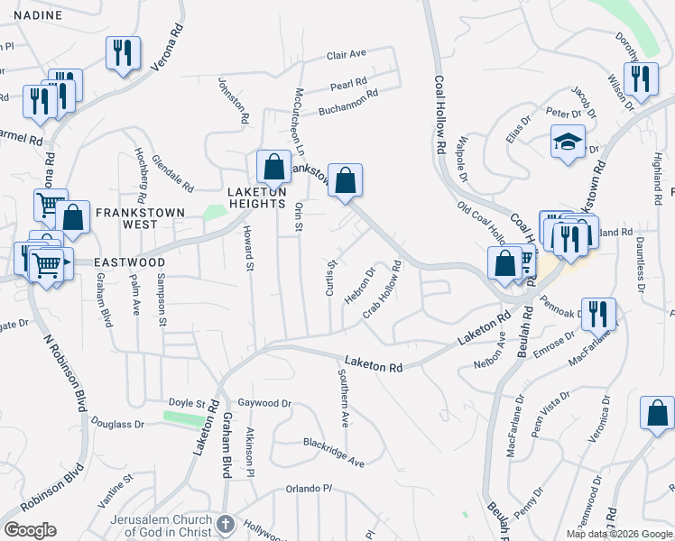 map of restaurants, bars, coffee shops, grocery stores, and more near 222 Curtis Street in Pittsburgh