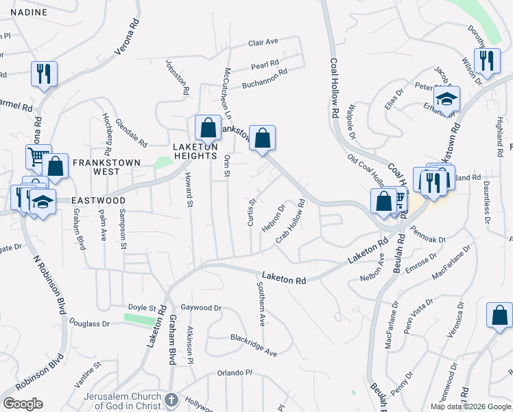 map of restaurants, bars, coffee shops, grocery stores, and more near 222 Curtis Street in Pittsburgh