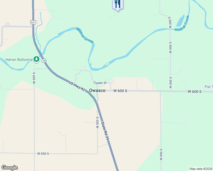 map of restaurants, bars, coffee shops, grocery stores, and more near 5901-5999 S 550 W in Rossville