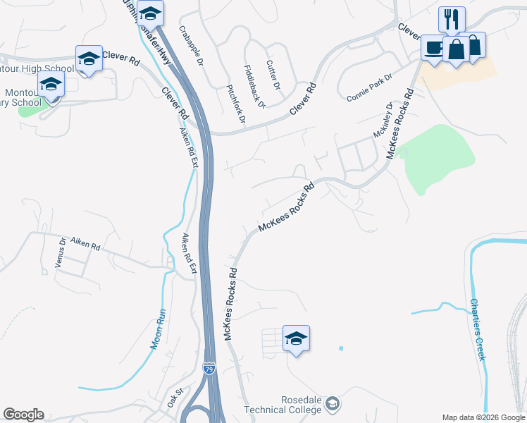 map of restaurants, bars, coffee shops, grocery stores, and more near 2027 McKees Rocks Road in McKees Rocks