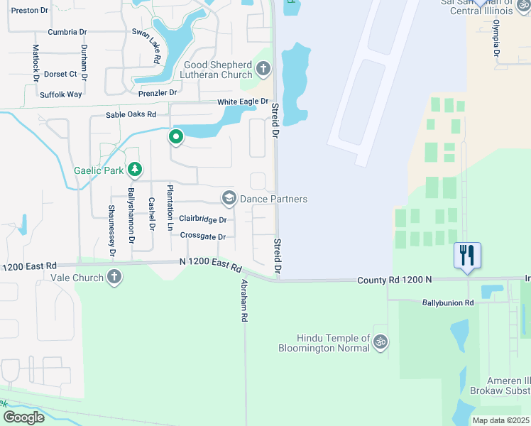 map of restaurants, bars, coffee shops, grocery stores, and more near 10 Harrison Court in Bloomington