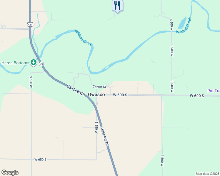 map of restaurants, bars, coffee shops, grocery stores, and more near 5901 South 550 West in Rossville