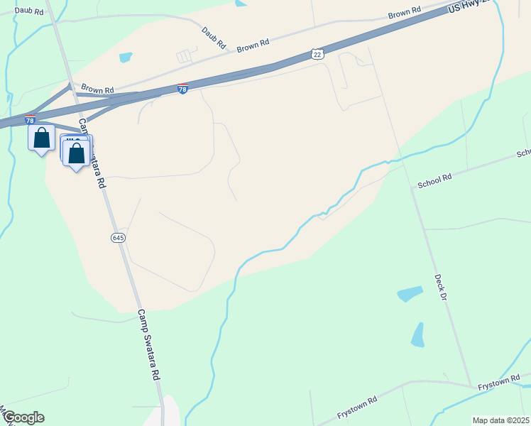 map of restaurants, bars, coffee shops, grocery stores, and more near 60 Central Boulevard in Myerstown