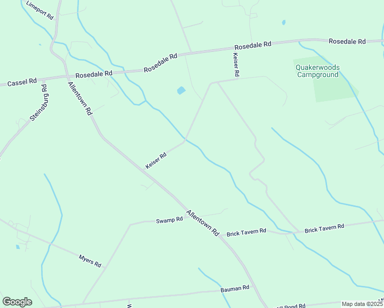 map of restaurants, bars, coffee shops, grocery stores, and more near 2575 Keiser Road in Quakertown
