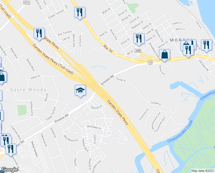 map of restaurants, bars, coffee shops, grocery stores, and more near in 