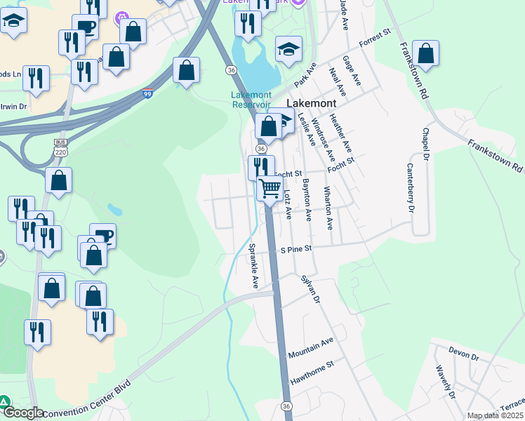 map of restaurants, bars, coffee shops, grocery stores, and more near 406 Logan Boulevard in Altoona