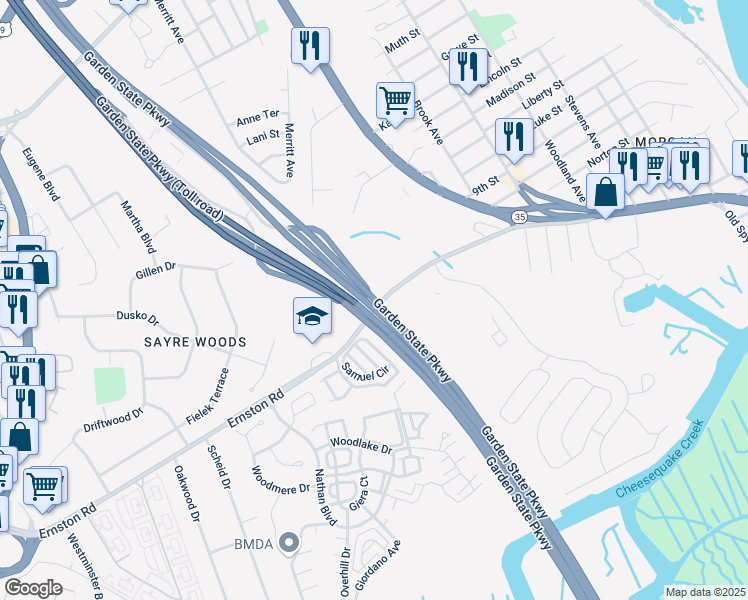map of restaurants, bars, coffee shops, grocery stores, and more near in 
